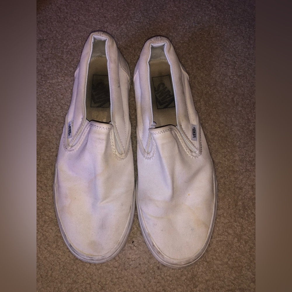 White slip on vans mens 7.5 women’s 9